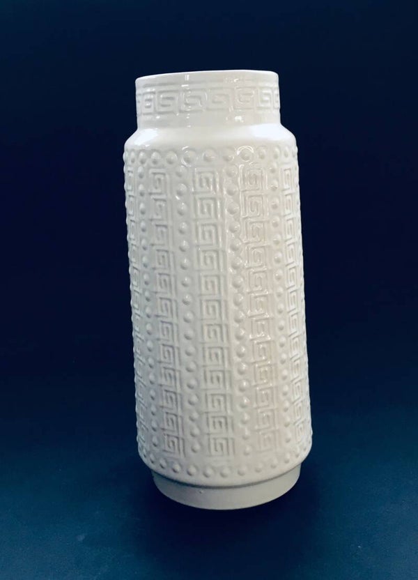 Vintage White Ceramic Vase by Scheurich, West Germany 1960's