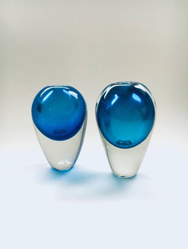 Midcentury Modern Art Glass set of 2 Handblown Spheres 1960's