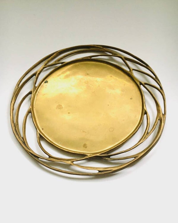 1970's Brutalist Design Brass Sun Plate Dish