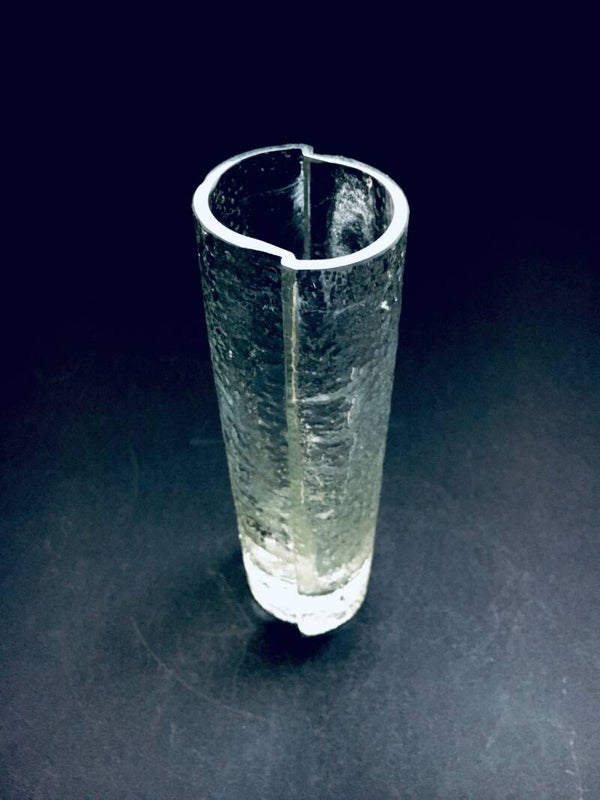 Scandinavian Ice Glass S Shape Vase 1970's Finland