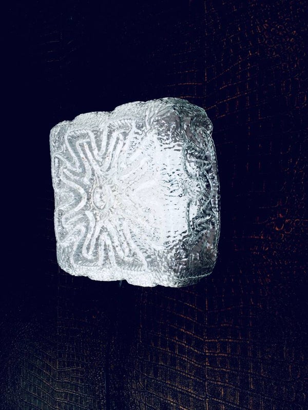 Vintage Ice Structure Glass Sconce Wall Lamp by Massive 1970's