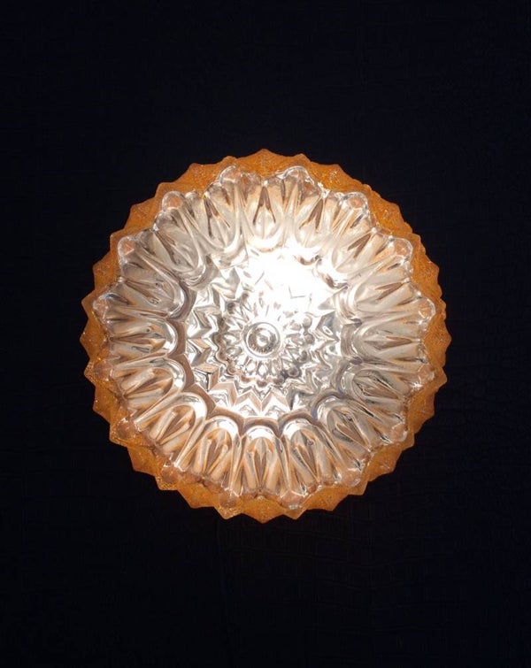 Vintage 1960's Design Wall Lamp Flush Mount Glass colored Sconce