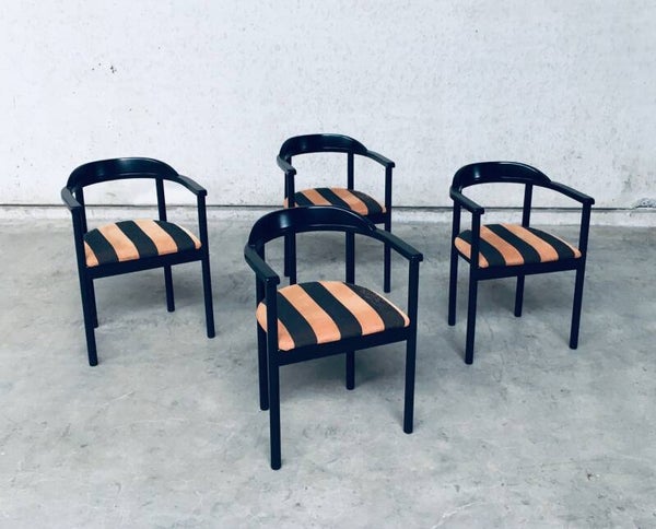 1980's Italy Design Wood Dining Chair set of 4