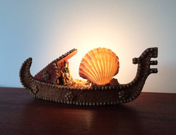 Vintage 1950's Kitsch unique hand made desk table lamp Venice Gondola