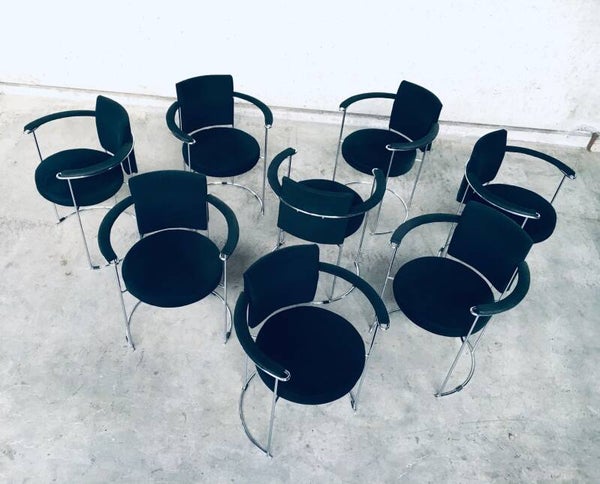 Postmodern Italian Design Set of 8 Dining Chairs 1970's Italy