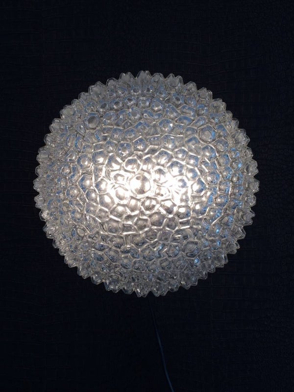 1960's Helena Tynell Ice Structure Glass Flush Mount Sconce Wall Lamp Glashütte Limburg Design