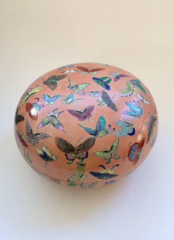 1960's Ceramic China Porcelain large Butterfly Container Bowl