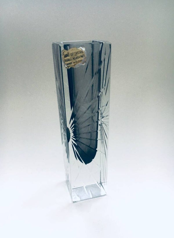 Midcentury Hand Cut Cristal Sommerso vase by Flavio Poli, Murano Italy 1960's