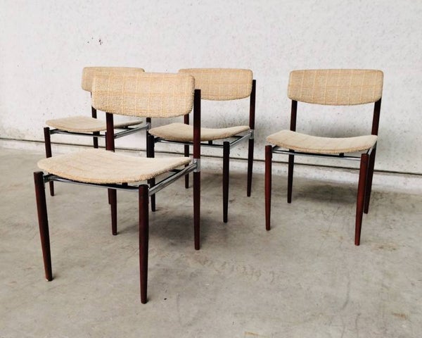 Midcentury 1960's Dutch Design Chrome & Rosewood Chair set of 4 Dining Chairs