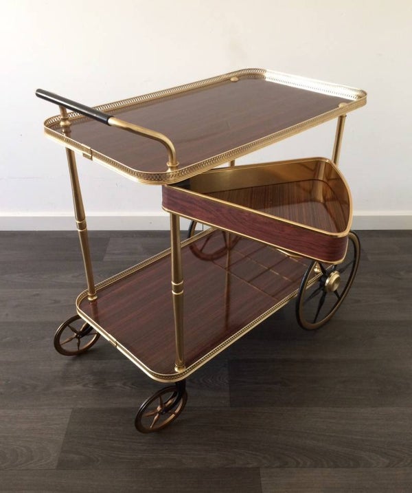 Midcentury Modern 1970's Hollywood Regency Design Cocktail Drinks Trolley