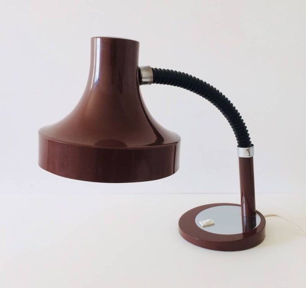 Midcentury Modern 1970's German Design Oversized Shade Brown Desk Lamp