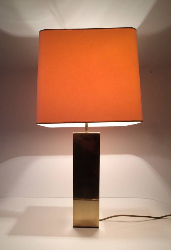 Hollywood Regency Design 1970's large Brass square Table Lamp by Belgo Chrom