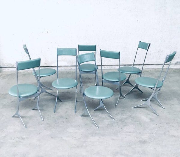 Postmodern Design Leather Dining Chair set by Zanotta, Italy 1985