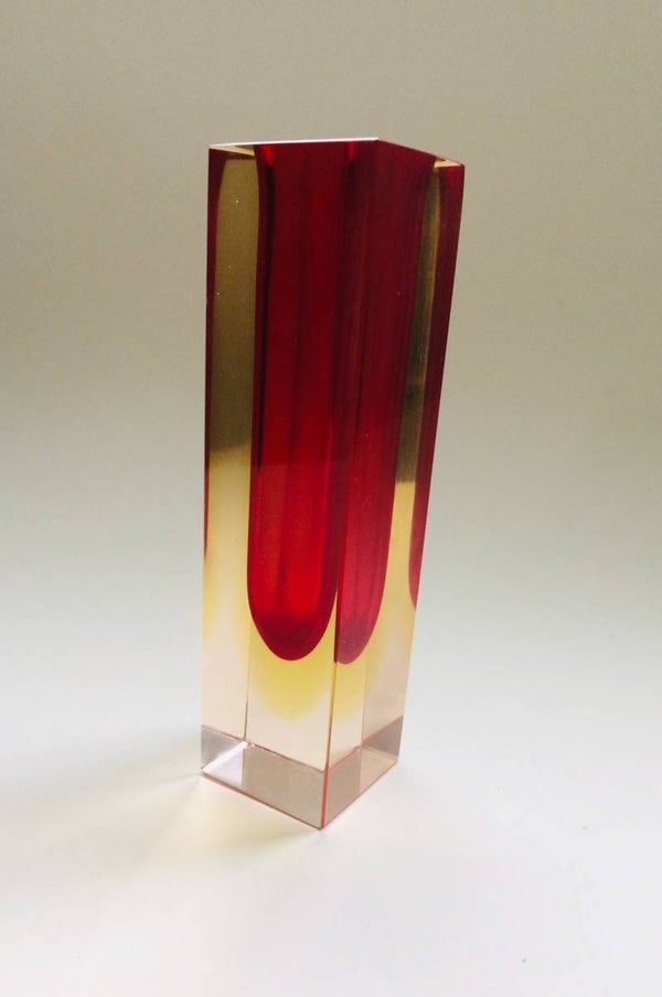 Midcentury Modern Design Murano Glass Vase by Sommerso, 1960's Flavio Poli