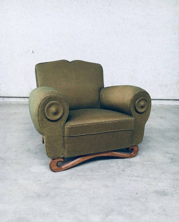Art Deco Moustache Design Lounge Arm Chair 1930's France