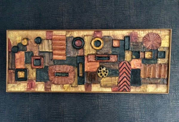 1960's Large Abstract Wall Sculpture Art Piece Signed by Duval