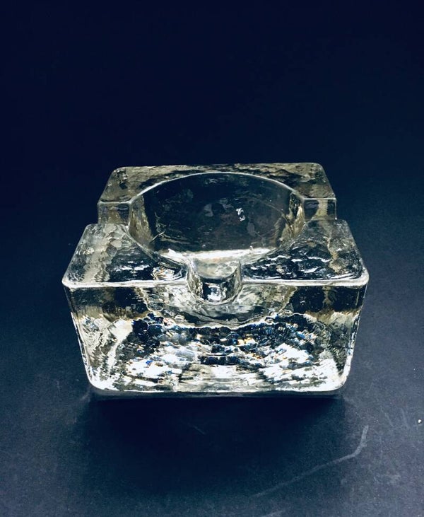 MCM Design Heavy Square Glass Ashtray 1960's France