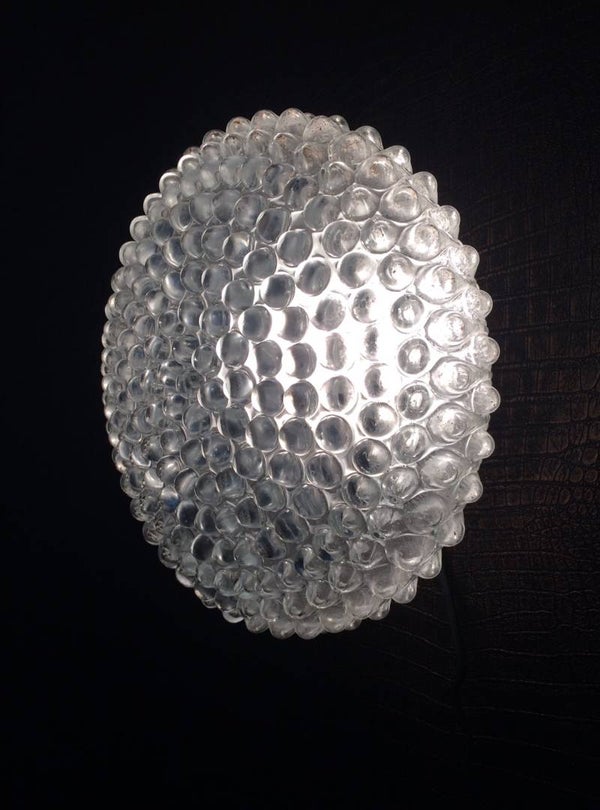 Midcentury Modern Design Heavy Glass Wall lamp Sconce Ice Flower 1960's