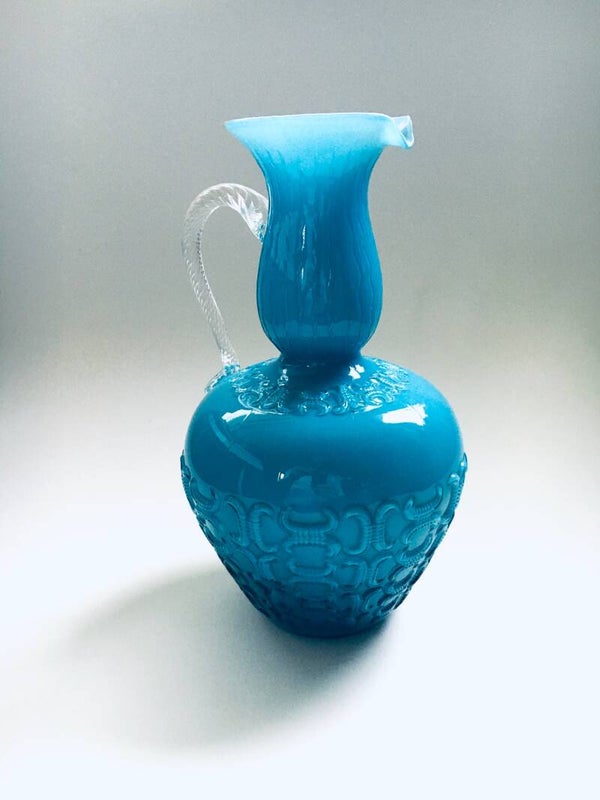 Midcentury Modern Opaline Glass Decanter, Murano Italy 1950's