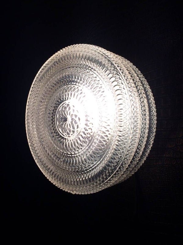 Midcentury Modern Design large Wheel Glass Sconce Wall Lamp 1970's