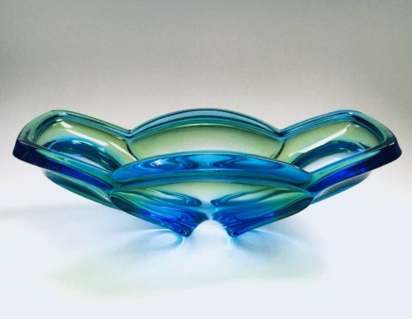 Midcentury Bohemia Czech Design Art Glass Dish, 1960's Czechoslovakia