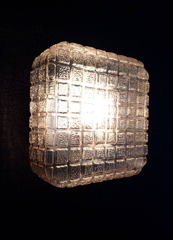 Midcentury Modern Design Square Gold Glass Sconce wall lamp 1960's