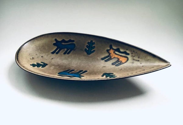 Midcentury Modern Art Pottery "Deer" Dish, West Germany 1960's