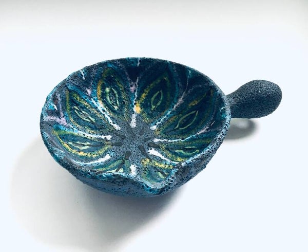 Vintage Art Pottery Handpainted Bowl by Yves Rybczynski Annecy, 1960's France