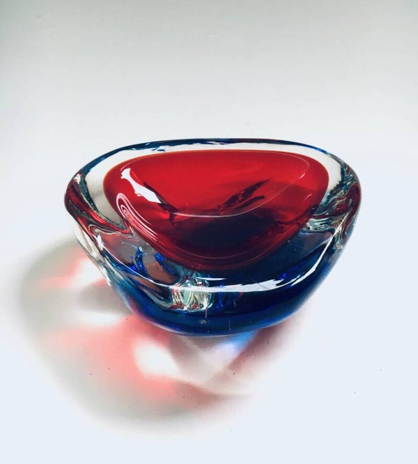 Vintage Art Glass Sommerso Vide-Poche Bowl, Murano 1960's
