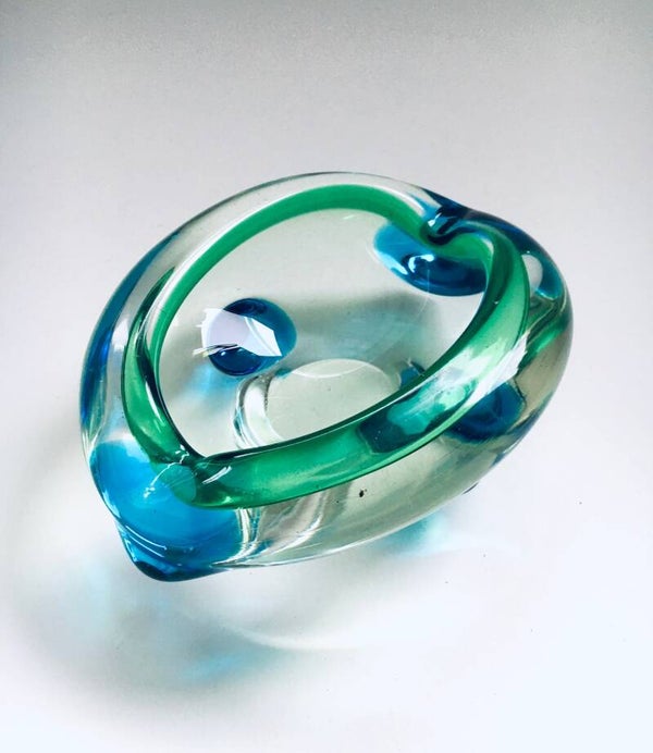 Vintage Art Glass Vide-Poche Bowl Sommerso Murano Italy 1960's