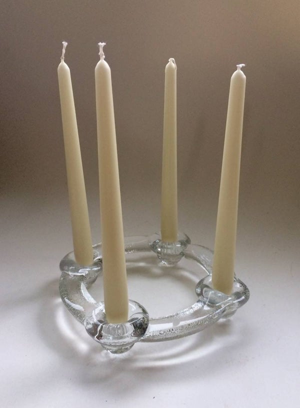 Scandinavian Modern Art Ice Glass Candle Holder 1960's