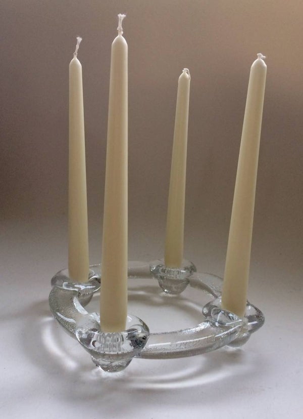 Art Ice Glass Candle Holder by Staffan Gellerstadt for Pukkeberg Sweden 1960's