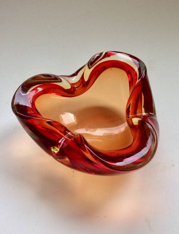 1960's Design Murano Art Glass red bowl ashtray