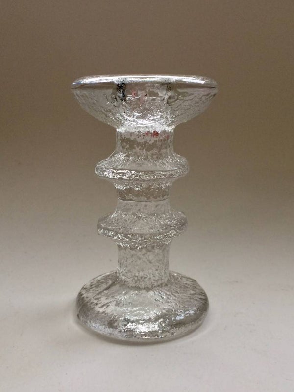 Finnish Art Ice Glass Candle Stick Festivo by Timo Sarpaneva 1970's