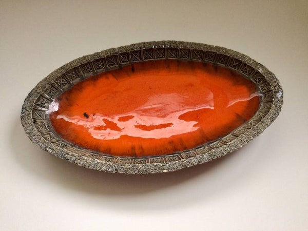 Perignem Art Pottery Studio Large Ceramic Dish by Jan Ryheul 1960's