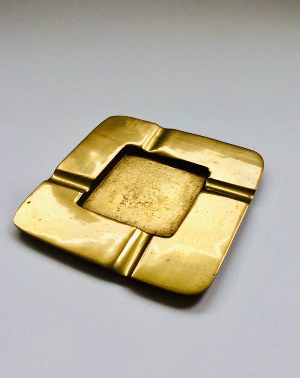 Midcentury Modern Design Solid Brass Square Ashtray 1960's