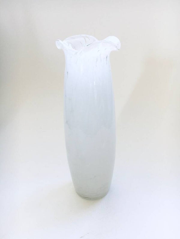 Vintage White Flecked Glass Vase, 1970's Italy