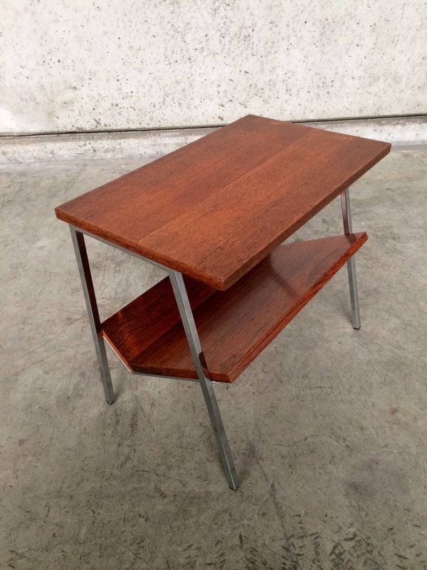 1960's Design Rosewood & Metal Magazine Holder Sidetable