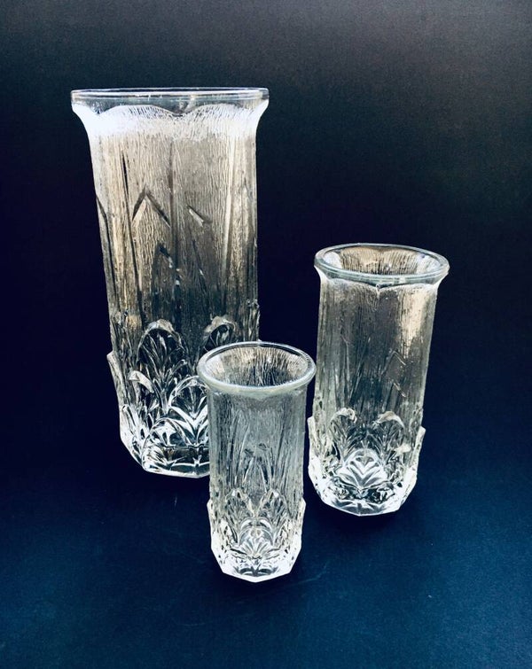 Vintage Design Flower Glass Vase set by Fidenza, Italy 1960's