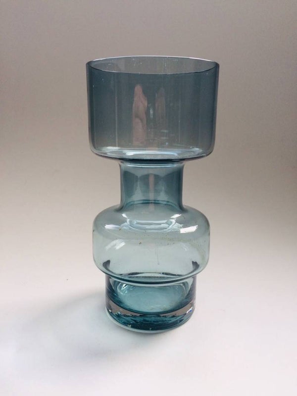 Finnish Design Blue Glass hooped Vase by Tamara Aladin, 1960's Riihimaën Lasi oy Riihimaki