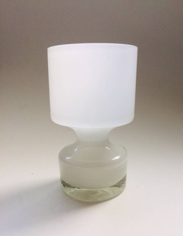 Vintage Finnish Design White Glass Vase 1960's Finland Riihimaki