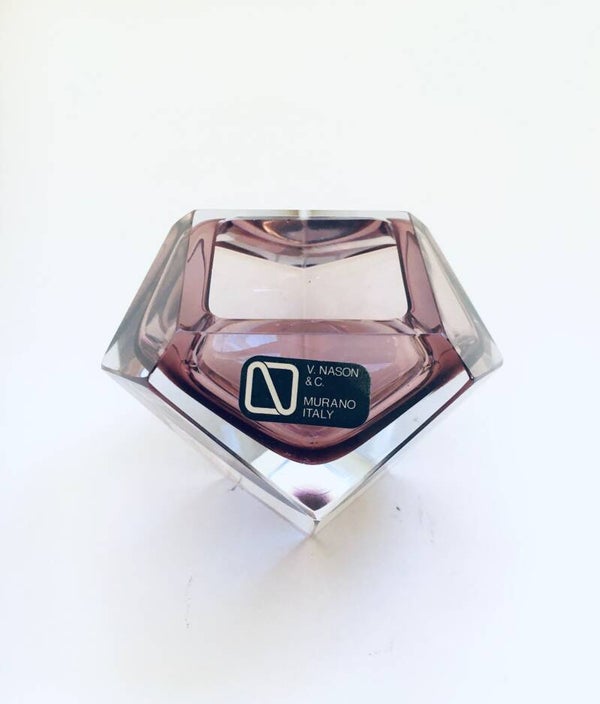 1960's Design Art Glass Facet Bowl by V. Nason & C. Murano Italy