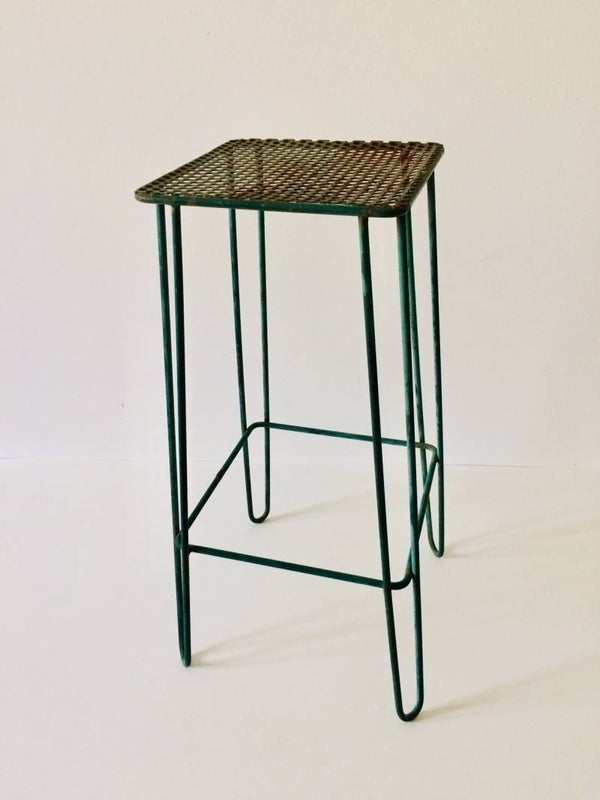 Vintage 1950's Industrial Design pierced metal & hairpin legs Plant Stand