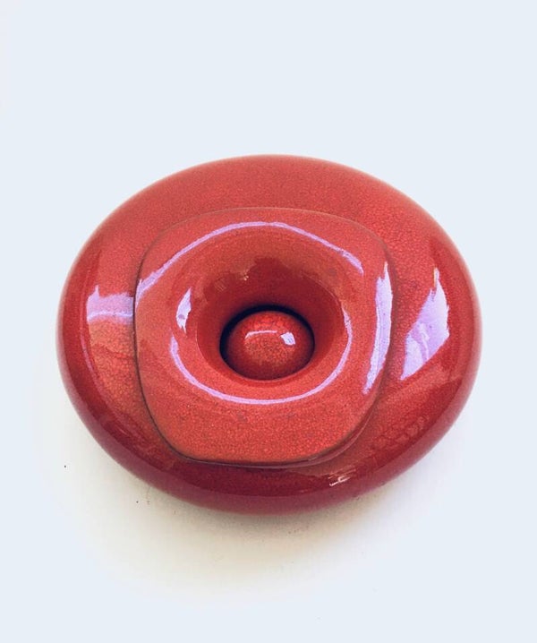 Midcentury Modern Design Red Lava Ceramic Ashtray 1960's