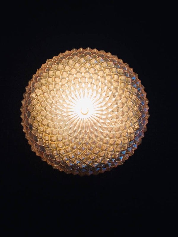 Midcentury Modern Design Gold Glass Wall Sconce lamp 1970's