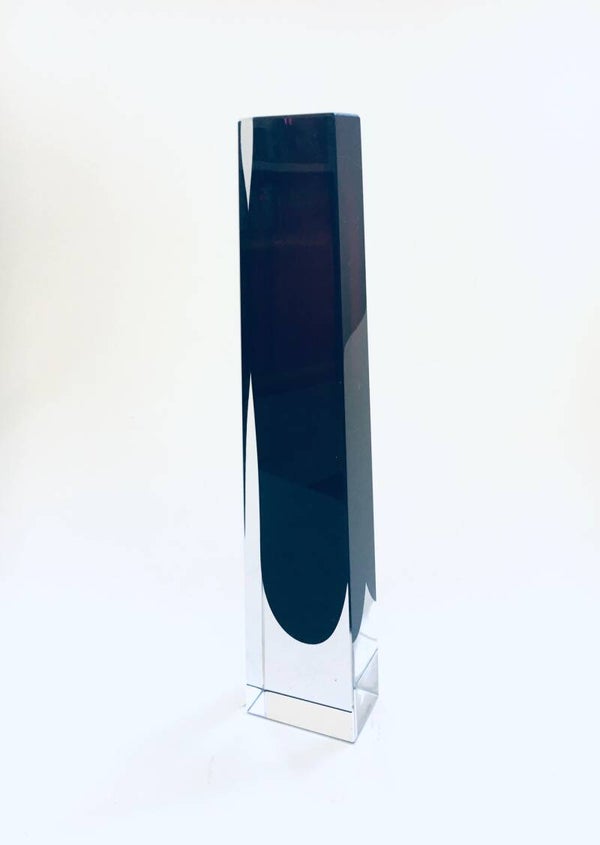 1960's Midcentury Modern Scandinavian Design Art Glass Facet Cut Sommerso Vase