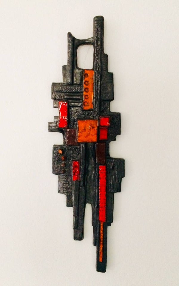 Perignem Amphora Art Pottery Ceramic Wall Plaque by F. Sanchez 1960's Belgium