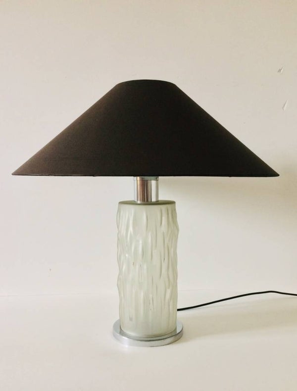 Midcentury Modern Design Art Deco Style Glass Table Lamp 1970's