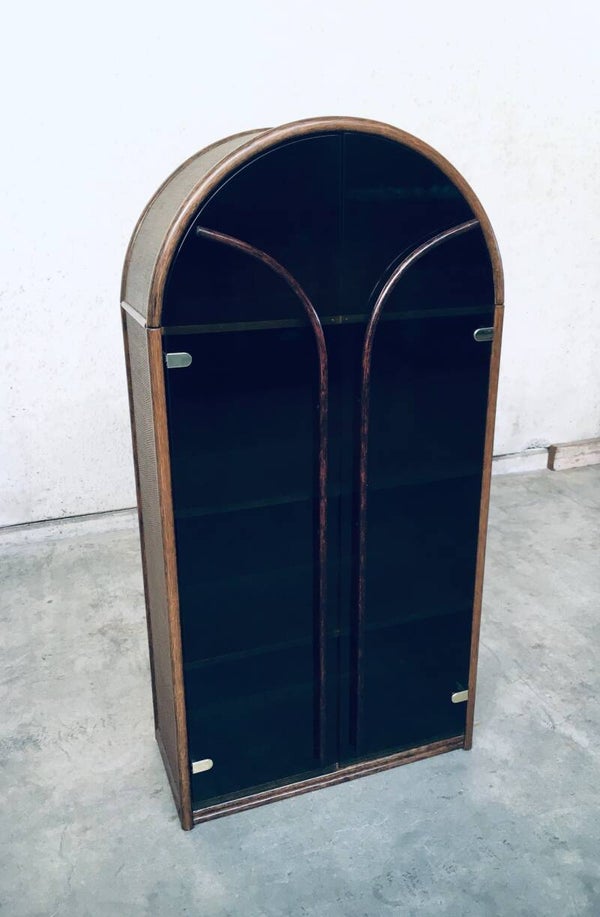 1970's Design Rattan Bamboo High Board Display Chest