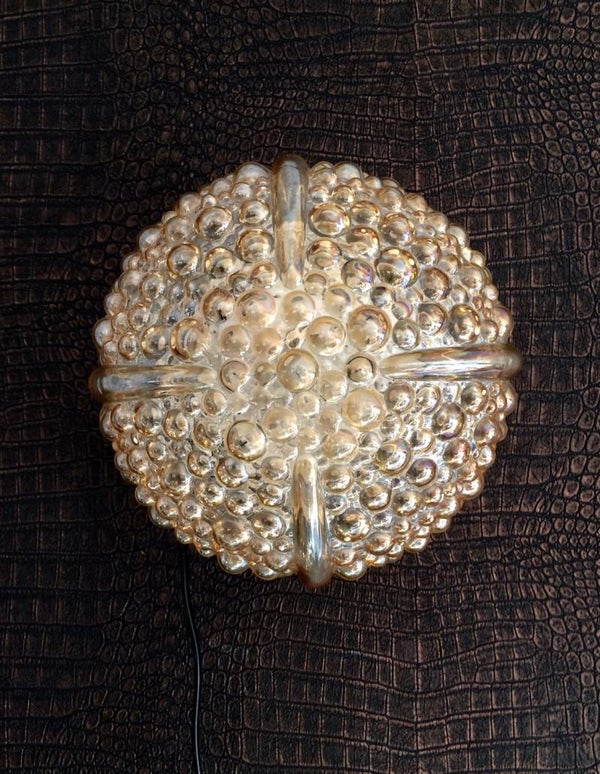 Midcentury Modern 1960's Design Gold Glass Bubble Wall lamp Sconce